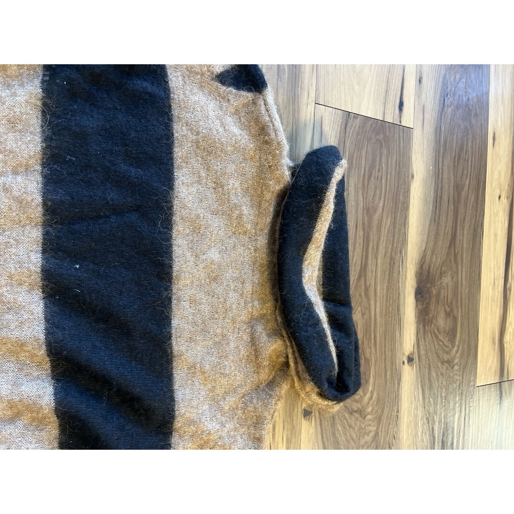 Free People Alpaca Blend Striped Slouchy Turtleneck Sweater Brown Black Sz M - Picture 10 of 10